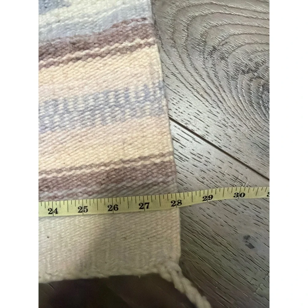 Southwestern Zapotec Handwoven Wool Runner Rug Pastel Geometric Diamond 28x64